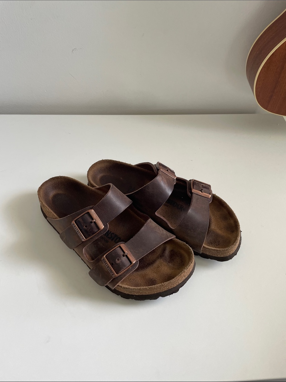 Birkenstock Dark Brown Two-Buckle Leather Sandals